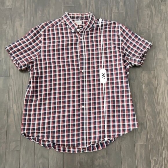 Next Red, White & Blue Check XXL Men's Short-Sleeve Shirt  100% Cotton - Picture 9 of 10